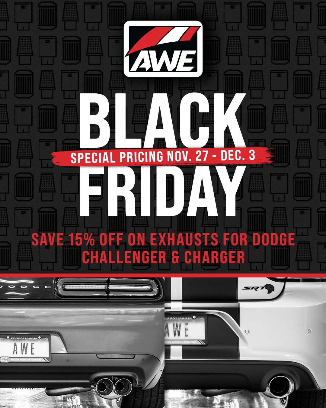 Charger Challenger NO CTA 2 AWE Tuning Black Friday Deals 2024 / Cyber Monday - Up to 15% Off