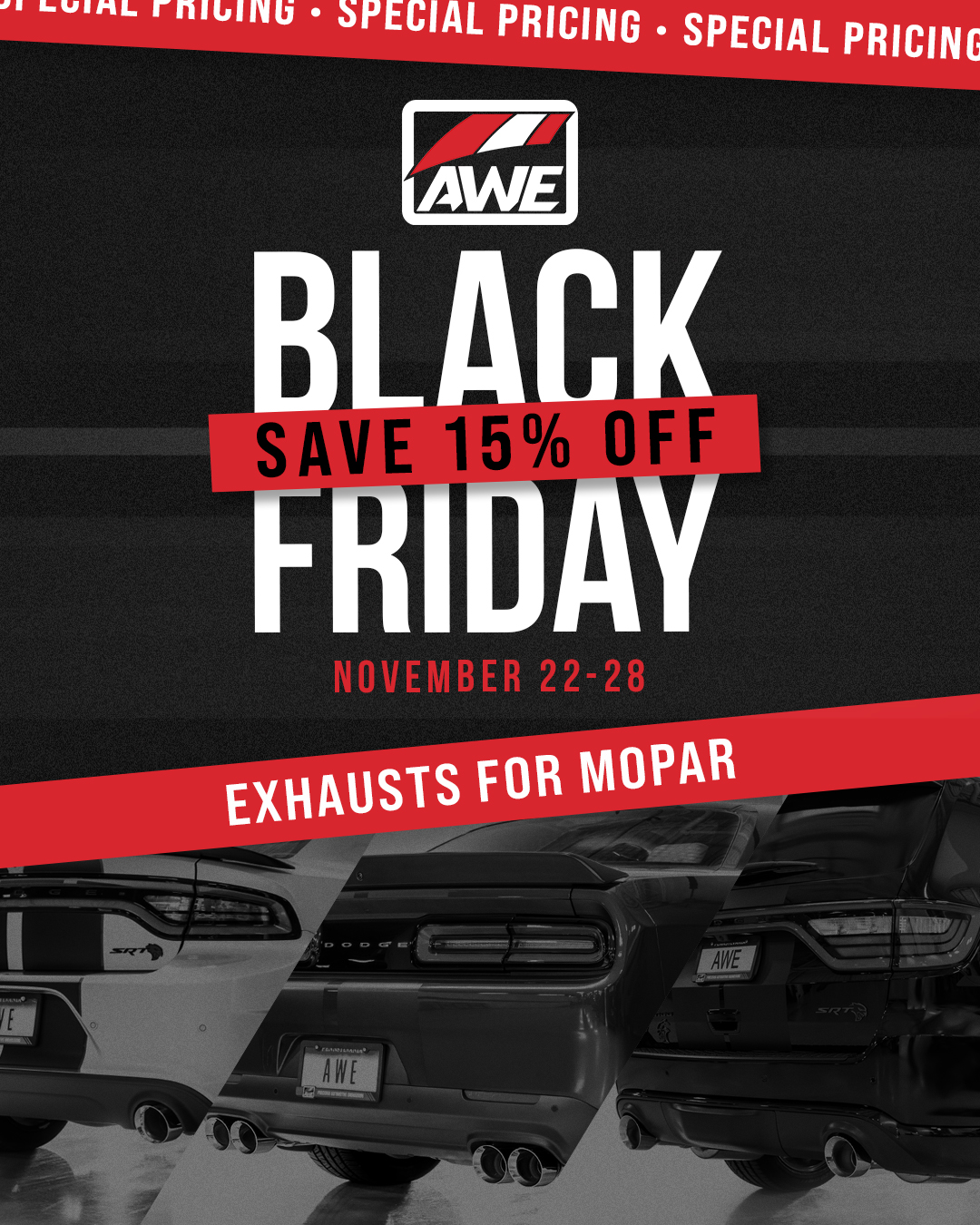 HUGE BLACK FRIDAY SALE on AWE Exhaust Systems @ JustBoltOns.com